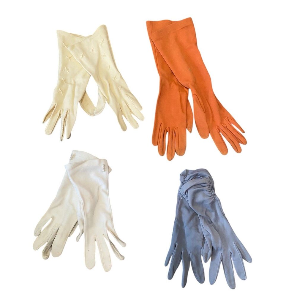 Lot Of 4 VTG 50s Sz 6 Ladies Elegant Evening Dress Gloves Kerrybrooke Multicolor